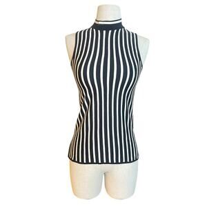 RAG & BONE silk blend striped mock neck sleeveless top | XS